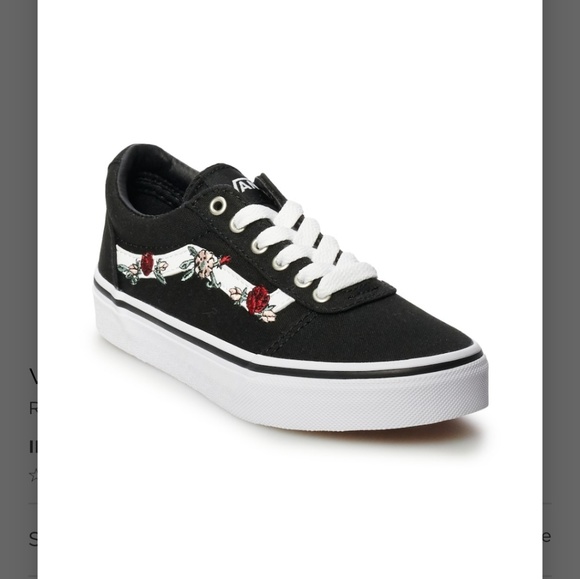 black vans with flowers